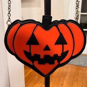 Dolls Kill Orange and Black Pumpkin Crossbody Bag